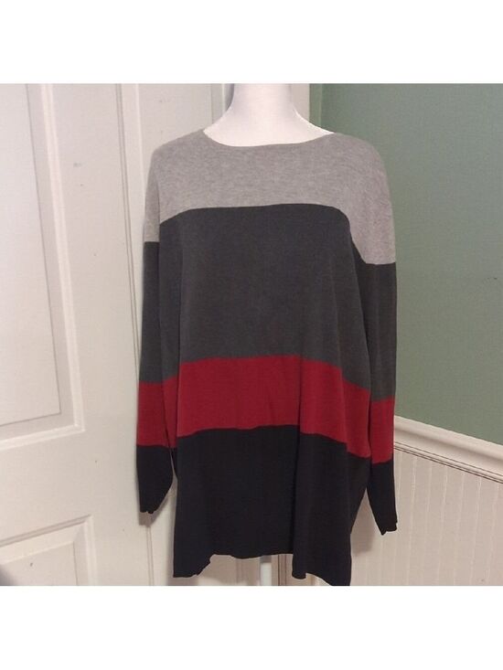 Liz Claiborne Sweaters - Liz Claiborne Sweater Striped Long Sleeve 2X Holidays Cozy Winter Skiing